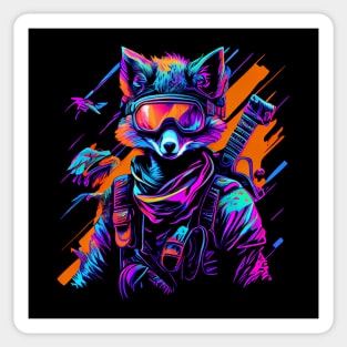 Retro Futuristic Synthwave Fox Sticker